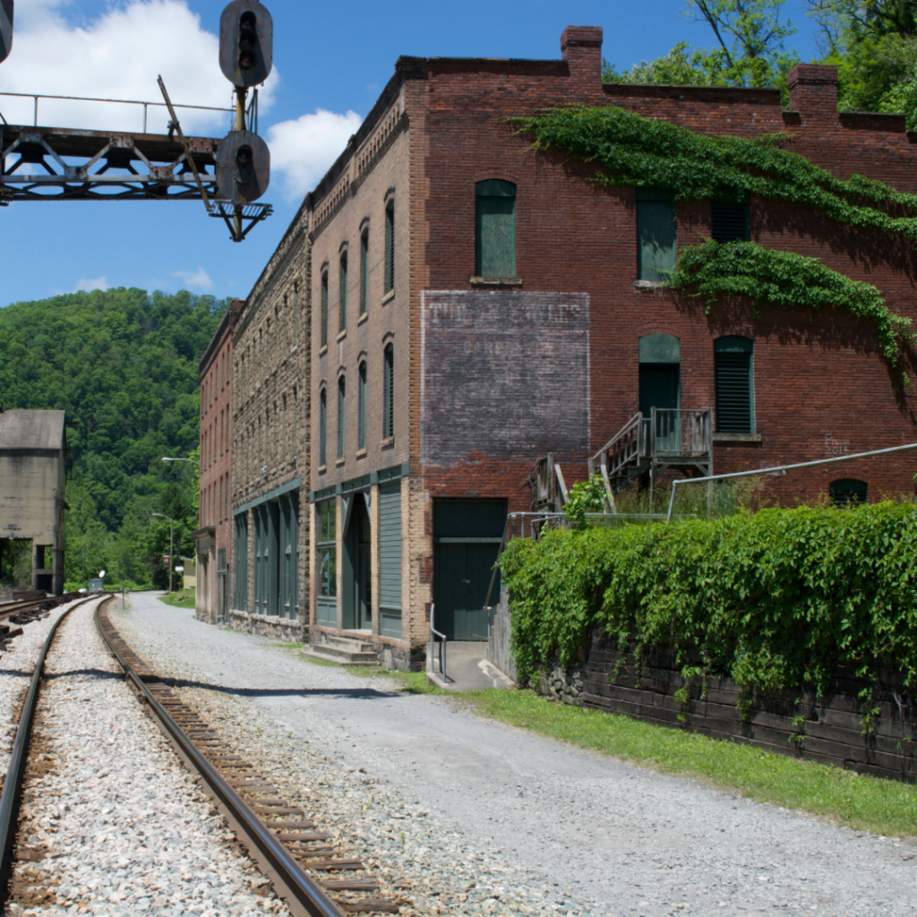 Railroad ghost town of Thurmond, WV in New River Gorge National Park & Preserve