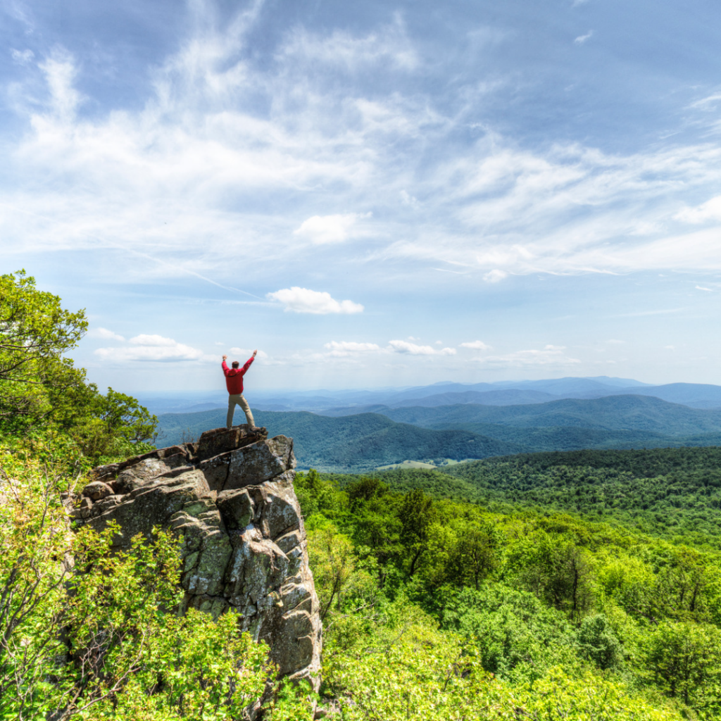Hiker on North Marshall in Shenandoah National Park